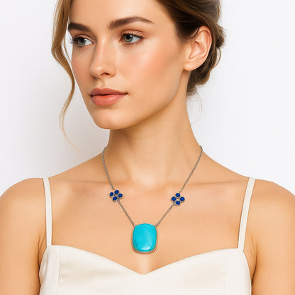 Natural Shattuckite - USA and Lapis Necklace N-1001 SDN1259