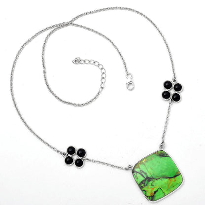 Green Matrix Turquoise and Black Onyx Necklace N-1001 SDN1266