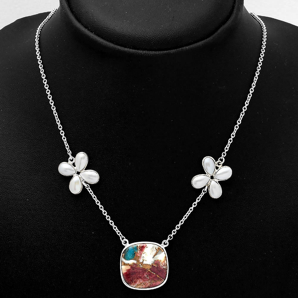 Multi Copper Turquoise and Pearl Necklace N-1001 SDN1282