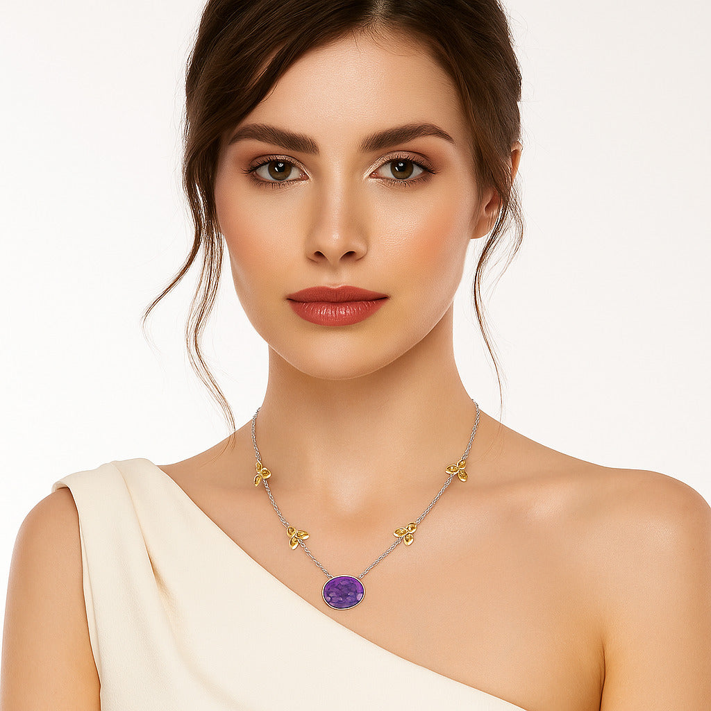 Copper Purple Turquoise & Citrine Necklace N-1004 SDN1300