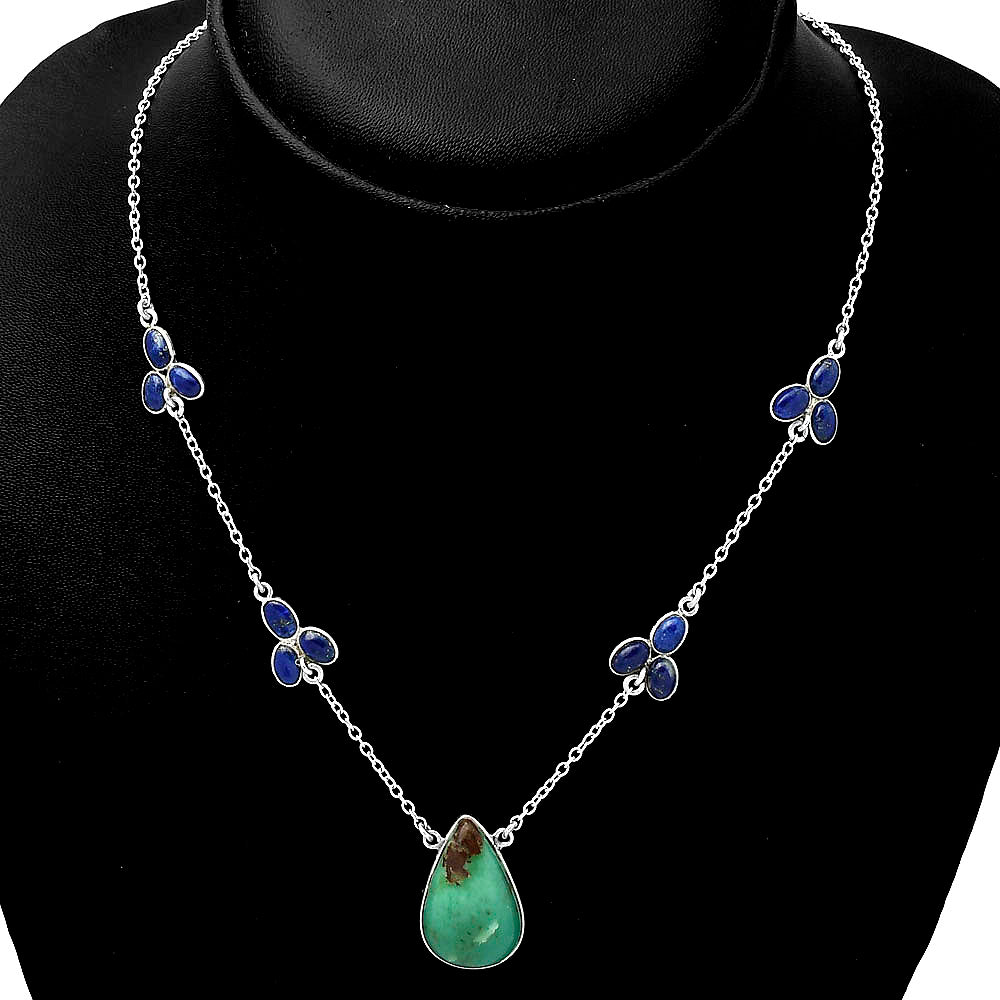 Natural Boulder Chrysoprase & Lapis Necklace N-1004 SDN1302