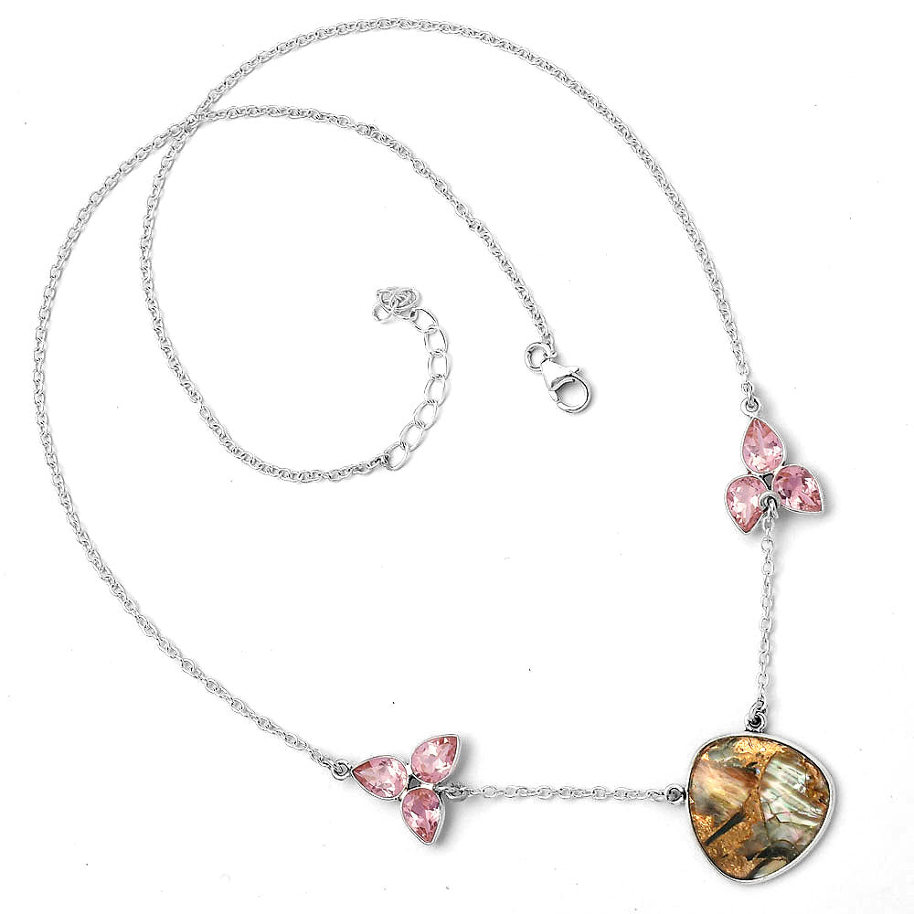 Copper Abalone Shell & Peach Morganite Necklace N-1002 SDN1312