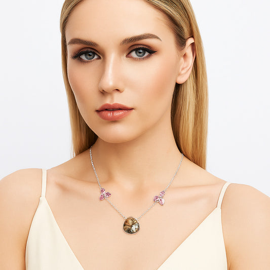 Copper Abalone Shell & Peach Morganite Necklace N-1002 SDN1312