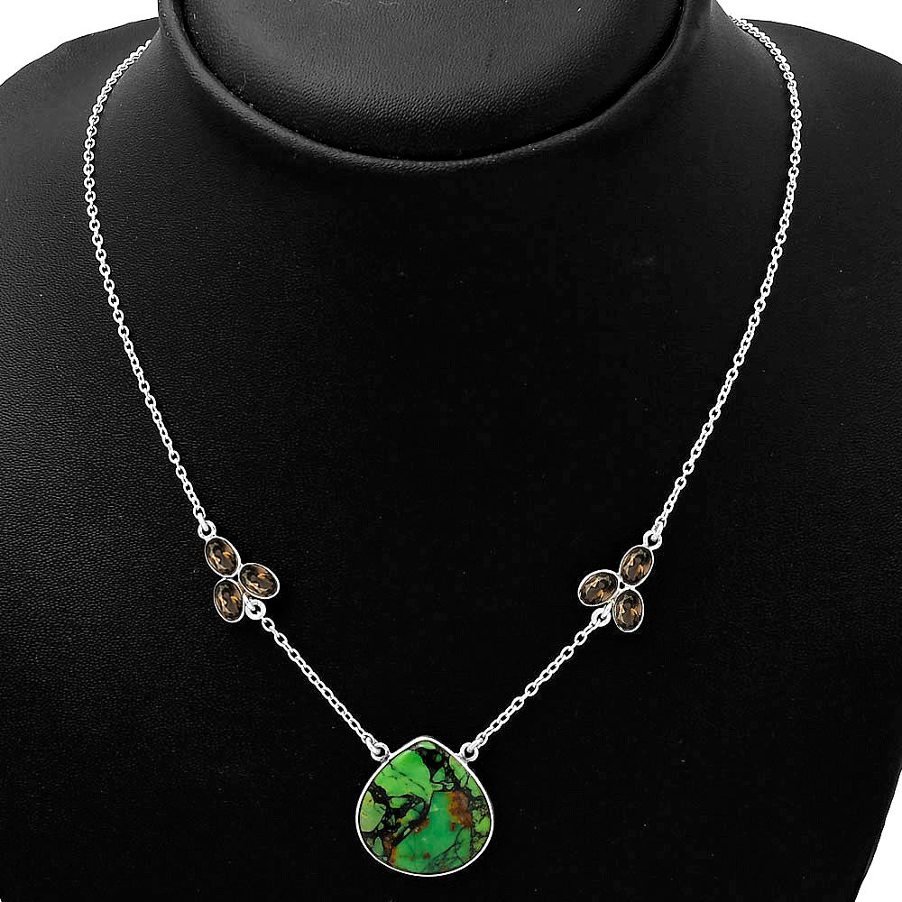 Green Matrix Turquoise & Smoky Quartz Necklace N-1002 SDN1336