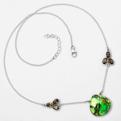 Green Matrix Turquoise & Smoky Quartz Necklace N-1002 SDN1336
