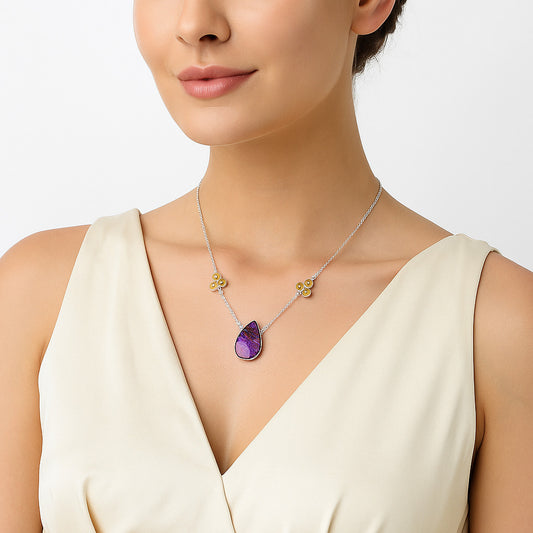 Copper Purple Turquoise & Citrine Necklace N-1002 SDN1337