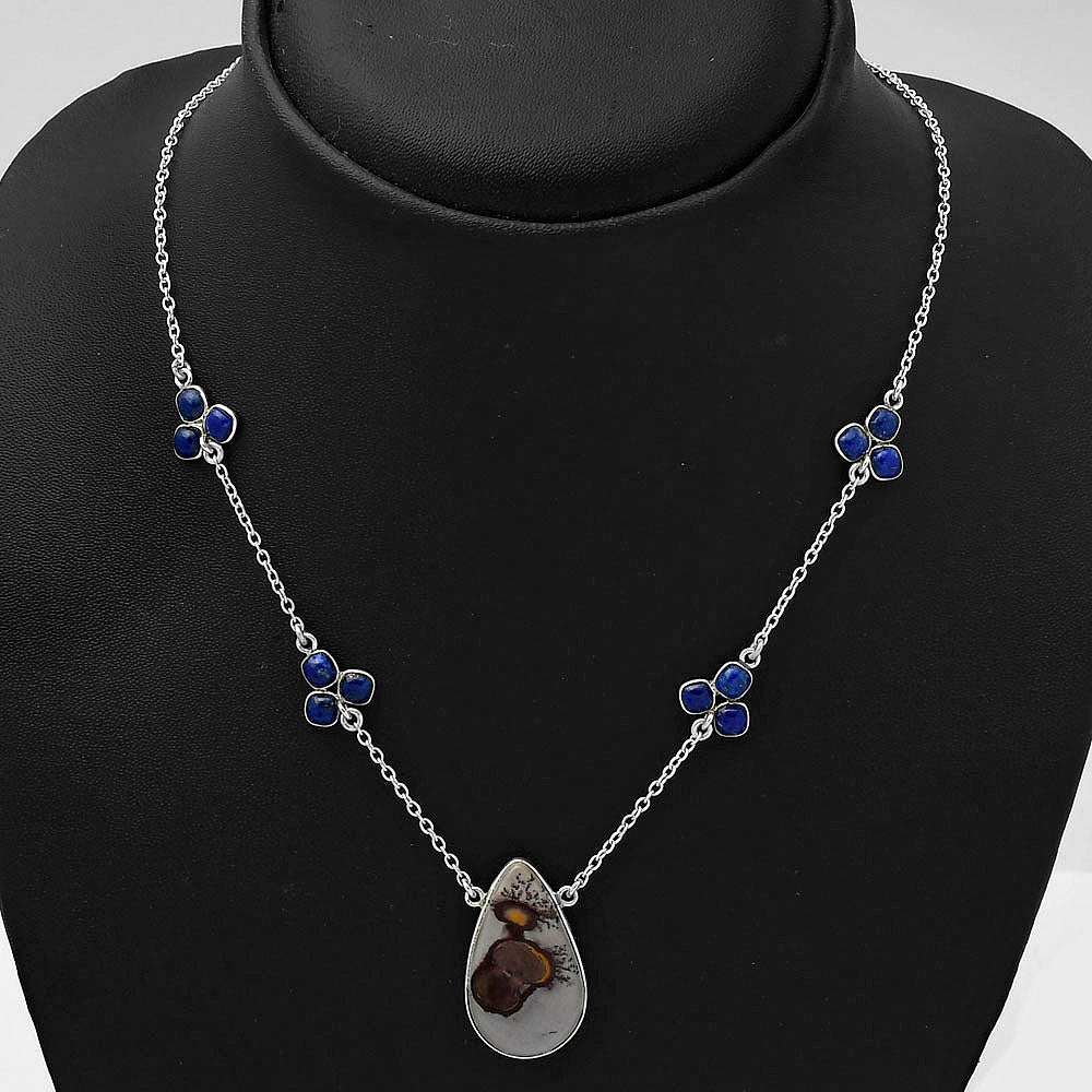 Natural Coffee Bean Jasper & Lapis Necklace N-1004 SDN1338