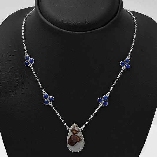 Natural Coffee Bean Jasper & Lapis Necklace N-1004 SDN1338
