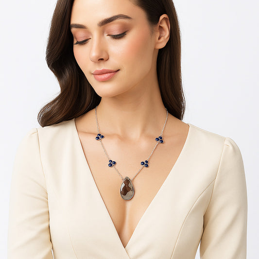 Natural Coffee Bean Jasper & Lapis Necklace N-1004 SDN1338