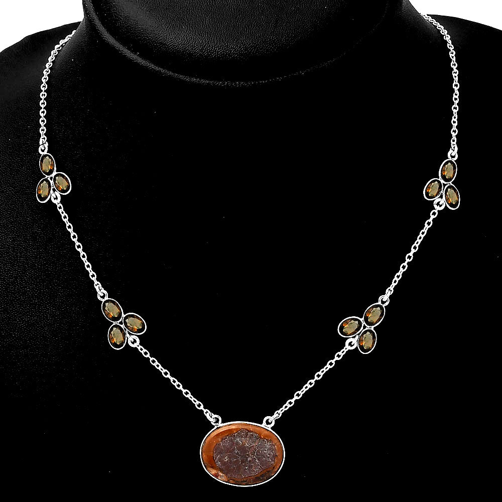 Mexican Bird Eye & Smoky Quartz Necklace N-1004 SDN1355