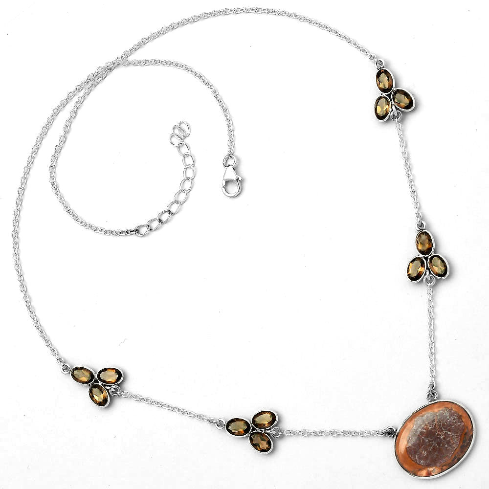 Mexican Bird Eye & Smoky Quartz Necklace N-1004 SDN1355
