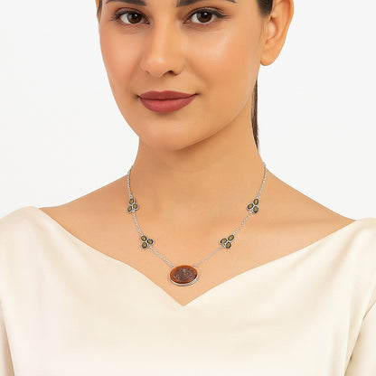 Mexican Bird Eye & Smoky Quartz Necklace N-1004 SDN1355