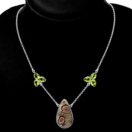 Natural Coffee Bean Jasper & Peridot Necklace N-1002 SDN1356