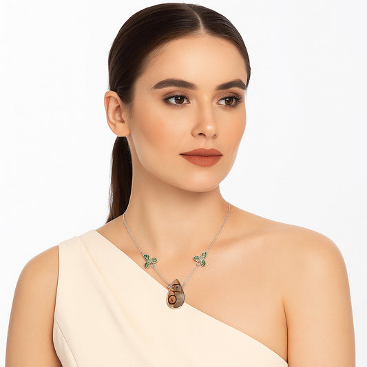 Natural Coffee Bean Jasper & Peridot Necklace N-1002 SDN1356