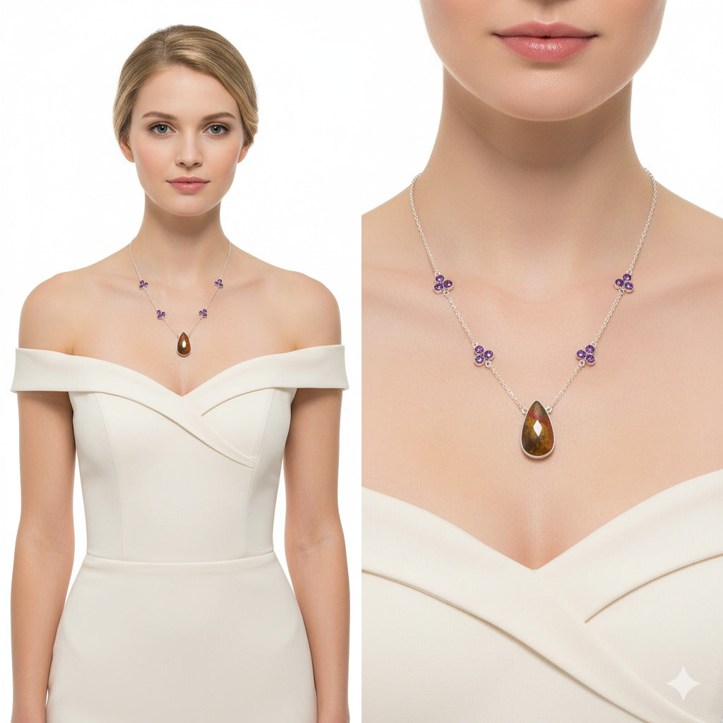 Rare Cady Mountain Agate & Amethyst Necklace N-1004 SDN1377