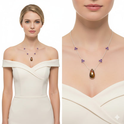 Rare Cady Mountain Agate & Amethyst Necklace N-1004 SDN1377