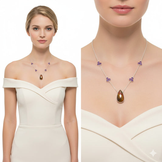 Rare Cady Mountain Agate & Amethyst Necklace N-1004 SDN1377