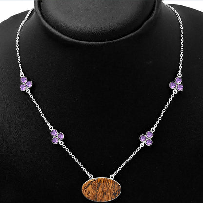 Coquina Fossil Jasper & Amethyst Necklace N-1004 SDN1379