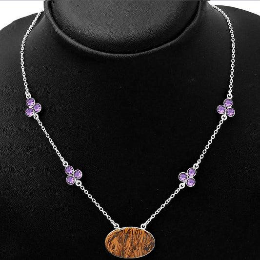 Coquina Fossil Jasper & Amethyst Necklace N-1004 SDN1379