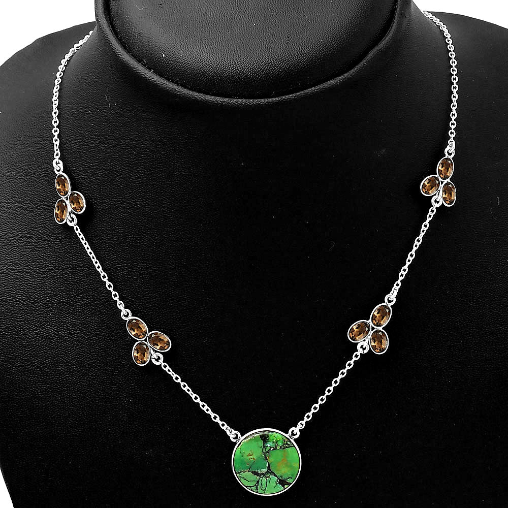 Green Matrix Turquoise & Smoky Quartz Necklace N-1004 SDN1382
