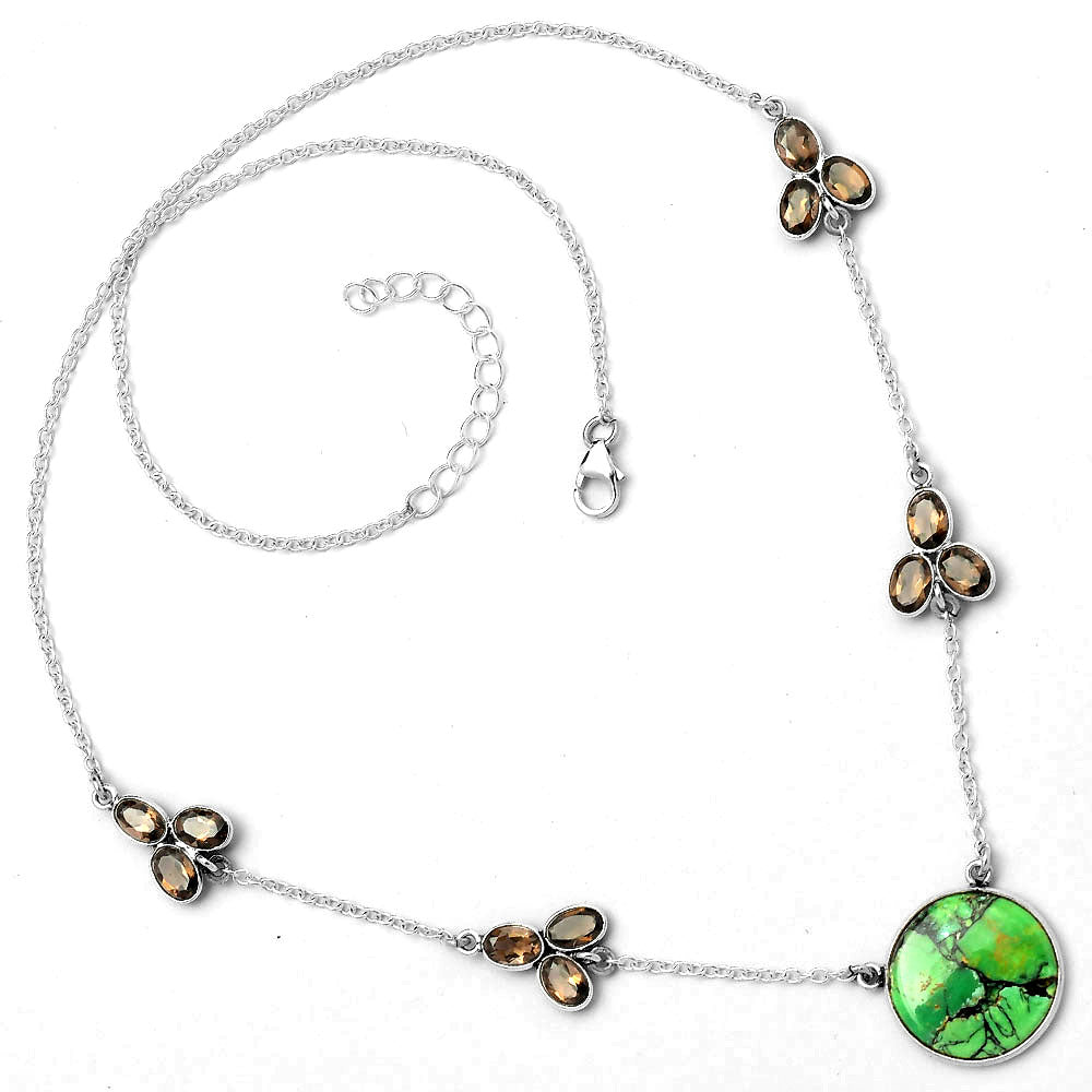 Green Matrix Turquoise & Smoky Quartz Necklace N-1004 SDN1382