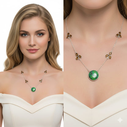 Green Matrix Turquoise & Smoky Quartz Necklace N-1004 SDN1382