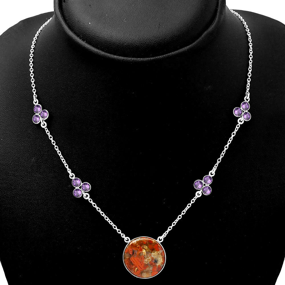 Red Brecciated Jasper & Amethyst Necklace N-1004 SDN1385