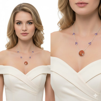 Red Brecciated Jasper & Amethyst Necklace N-1004 SDN1385