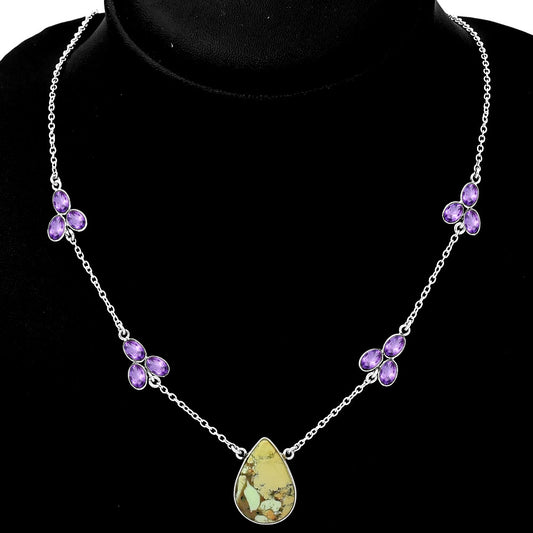 Lemon Chrysocolla Brazil & Amethyst Necklace N-1004 SDN1387