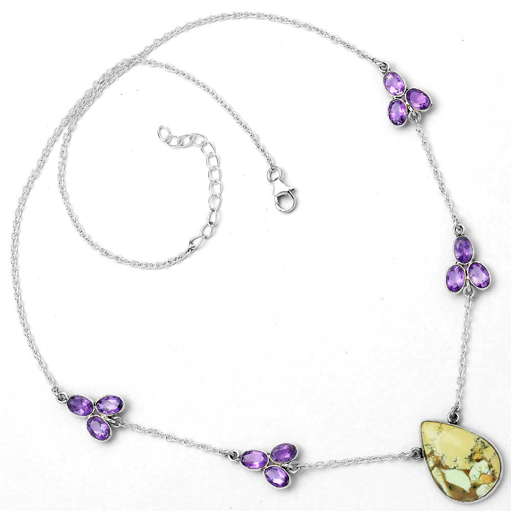 Lemon Chrysocolla Brazil & Amethyst Necklace N-1004 SDN1387