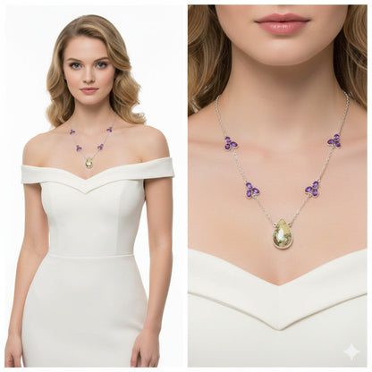 Lemon Chrysocolla Brazil & Amethyst Necklace N-1004 SDN1387