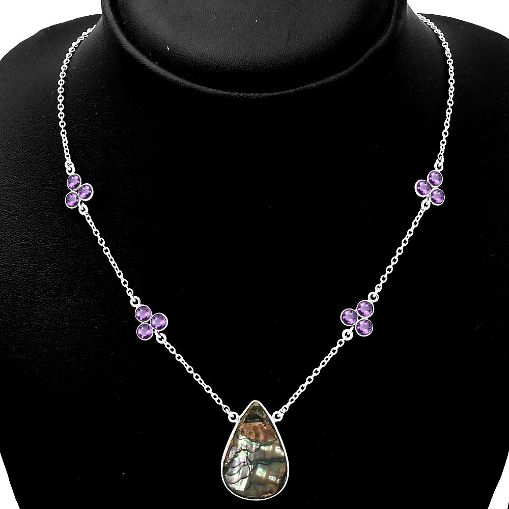 Copper Abalone Shell & Amethyst Necklace N-1004 SDN1393