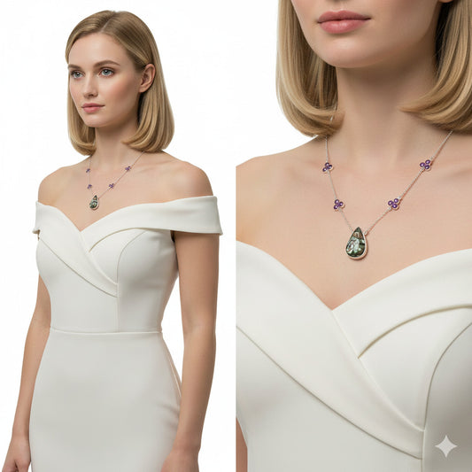 Copper Abalone Shell & Amethyst Necklace N-1004 SDN1393