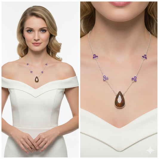 Rare Cady Mountain Agate & Amethyst Necklace N-1004 SDN1394