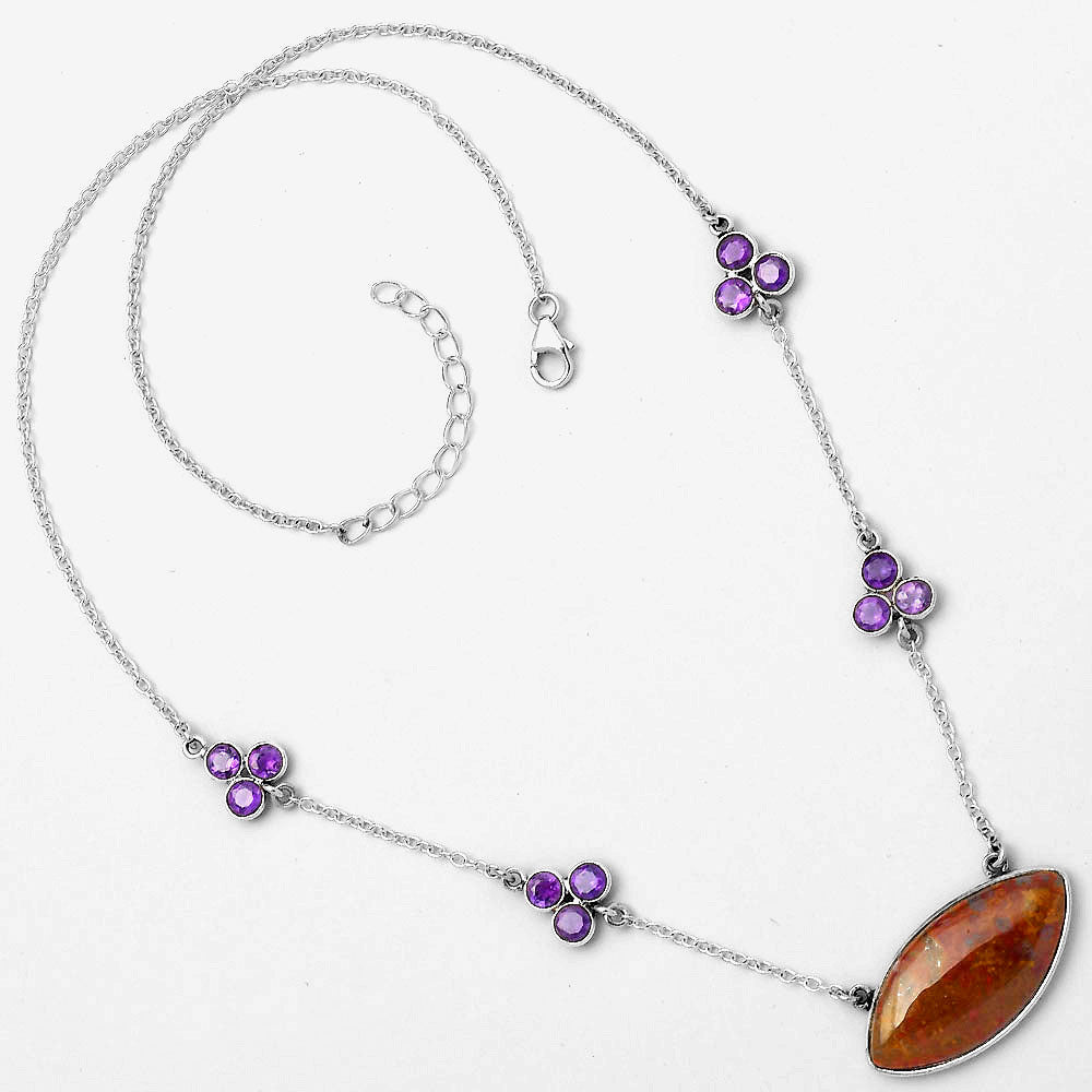 Natural Red Moss Agate & Amethyst Necklace N-1004 SDN1396