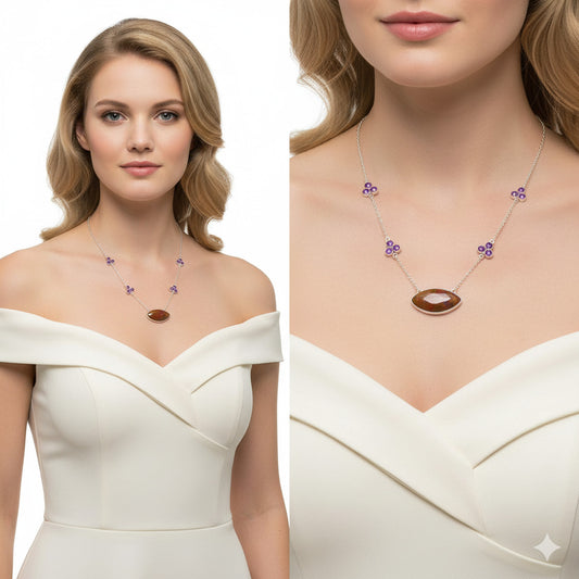 Natural Red Moss Agate & Amethyst Necklace N-1004 SDN1396