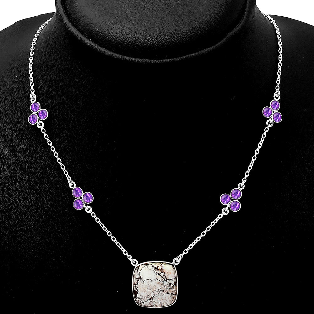 Natural Wild Horse Jasper & Amethyst Necklace N-1004 SDN1399