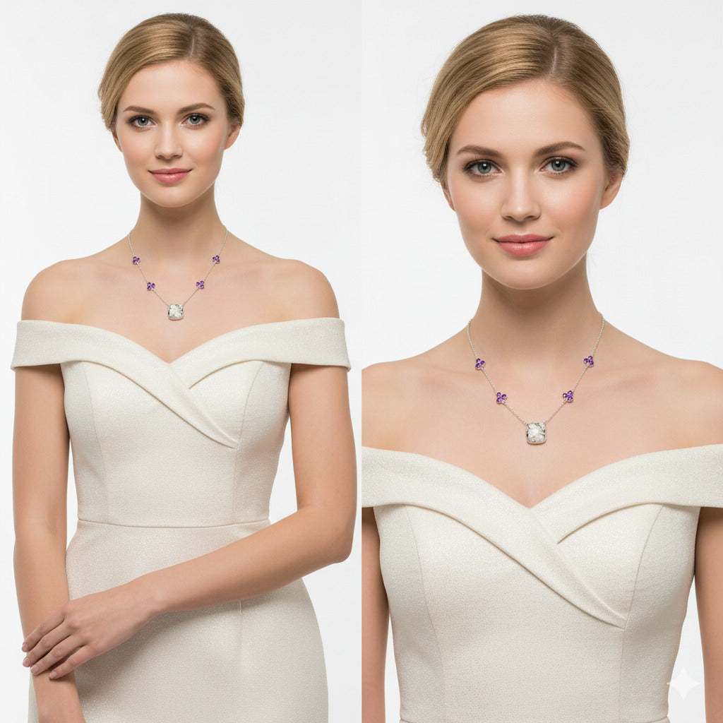 Natural Wild Horse Jasper & Amethyst Necklace N-1004 SDN1399