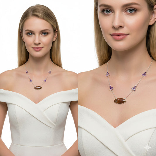 Natural Red Moss Agate & Amethyst Necklace N-1004 SDN1403