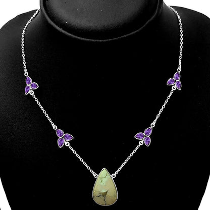Lemon Chrysocolla Brazil & Amethyst Necklace N-1004 SDN1409