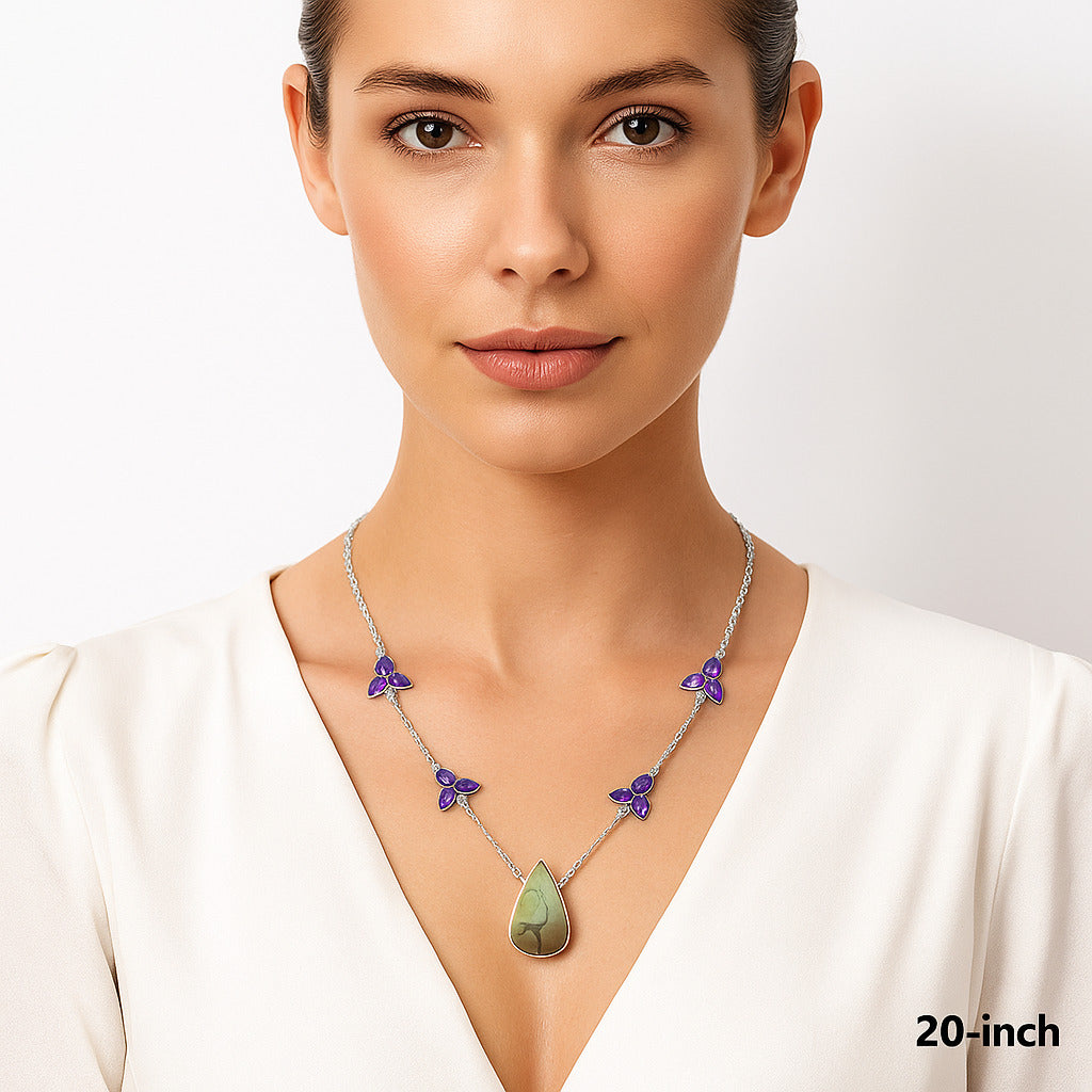 Lemon Chrysocolla Brazil & Amethyst Necklace N-1004 SDN1409
