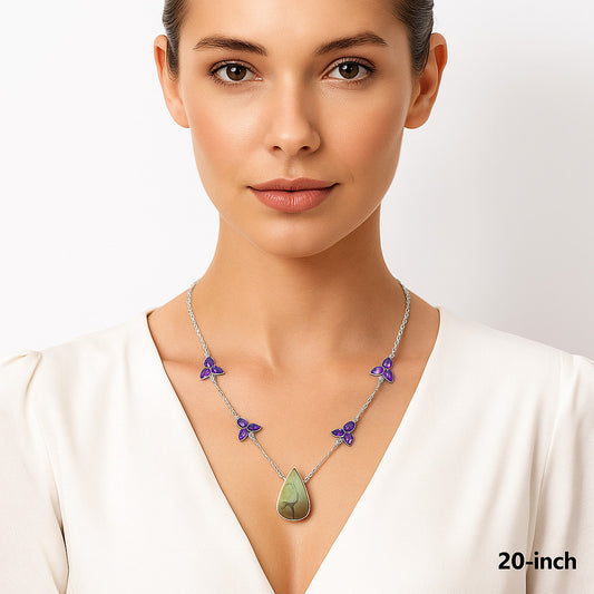 Lemon Chrysocolla Brazil & Amethyst Necklace N-1004 SDN1409