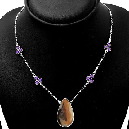Natural Montana Agate USA & Amethyst Necklace N-1004 SDN1410