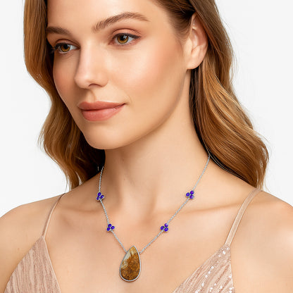 Natural Montana Agate USA & Amethyst Necklace N-1004 SDN1410