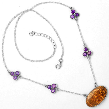 Coquina Fossil Jasper & Amethyst Necklace N-1004 SDN1411