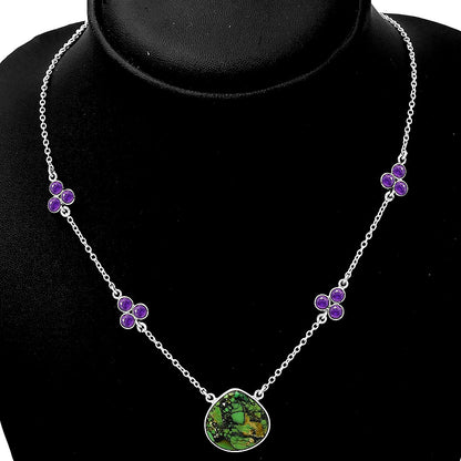 Green Matrix Turquoise & Amethyst Necklace N-1004 SDN1412