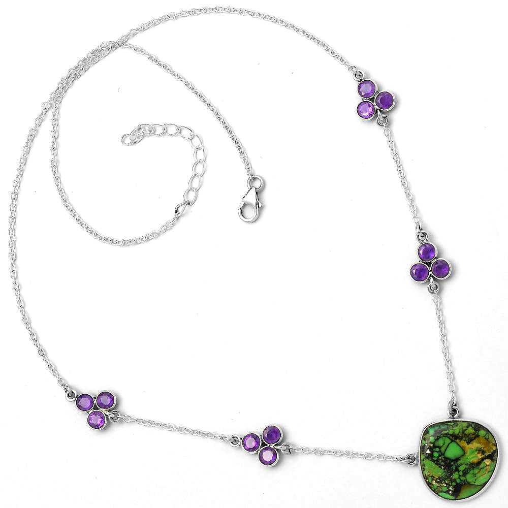 Green Matrix Turquoise & Amethyst Necklace N-1004 SDN1412