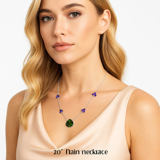 Green Matrix Turquoise & Amethyst Necklace N-1004 SDN1412