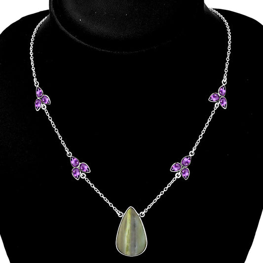 Natural Serpentine & Amethyst Necklace N-1004 SDN1413