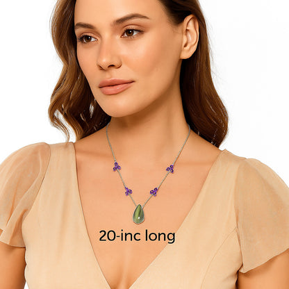 Natural Serpentine & Amethyst Necklace N-1004 SDN1413